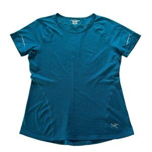 ARC'TERYX Women's Blue Green Short Sleeve Base Layer Shirt Active Top Size L